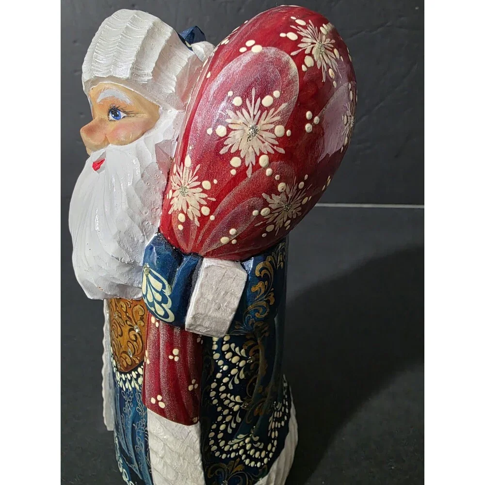 Vintage Hand Carved & Painted Russian Ded Moroz (Santa) Folk Art
